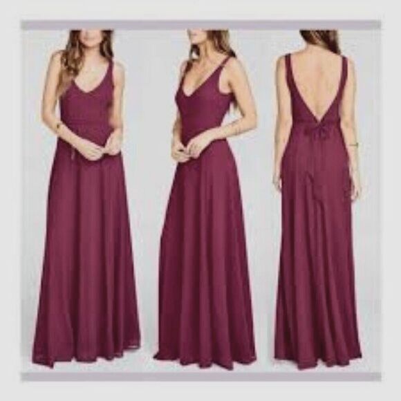 Show Me Your Mumu Jenn Maxi Dress Merlot Fitted Bodice Deep Neckline - Picture 4 of 16